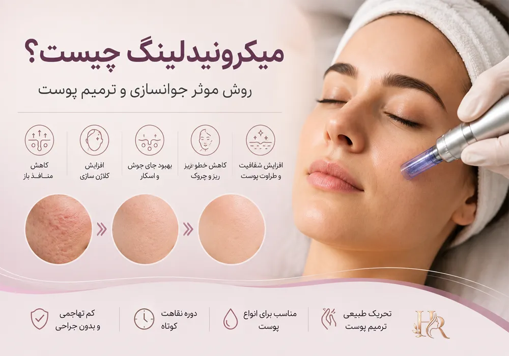 میکرونیدلینگ, جوانسازی پوست, جای جوش, منافذ باز پوست, کلاژن سازی, درمان اسکار آکنه, خطوط ریز صورت, لک های پوستی, ترمیم پوست, درماپن, جوانسازی غیرجراحی, الاستین پوست, رفع چروک, پوست شفاف, مراقبت بعد از میکرونیدلینگ, عوارض میکرونیدلینگ, بی حسی موضعی, ترک های پوستی, اسکار برجسته, کلوئید, آکنه فعال, تبخال, ضدآفتاب, پوسته ریزی, قرمزی پوست, تورم پوست, سرم ترمیم کننده, مشاوره پوست, انواع پوست, دوره نقاهت, نتایج میکرونیدلینگ, جلسات درمانی Microneedling, Skin rejuvenation, Acne scars, Collagen induction therapy, Fine lines, Open pores, Skin texture, Dermaroller, Dermapen, Collagen production, Elastin, Skin resurfacing, Minimally invasive, Skin tightening, Hyperpigmentation, Stretch marks, Non surgical facial, Skin remodeling, Micro injuries, PRP microneedling, Skin needling, Collagen synthesis, Scar treatment, Pore minimization, Skin radiance, Post treatment care, Microneedling side effects, Local anesthesia, Skin peeling, Redness, Swelling, Healing serums, Skin consultation, Downtime, Treatment sessions, Keloid, Active acne, Herpes, Sunscreen